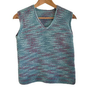 Crochet blue knit sweater